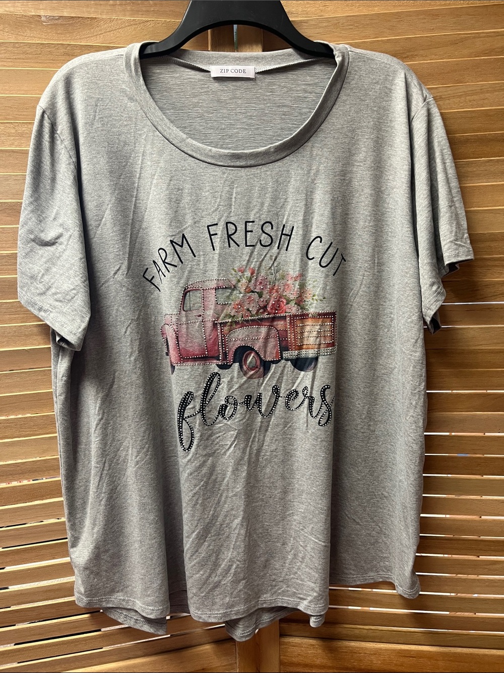 ZIP CODE Grey 'Farm Fresh Cut Flowers' Graphic Tee